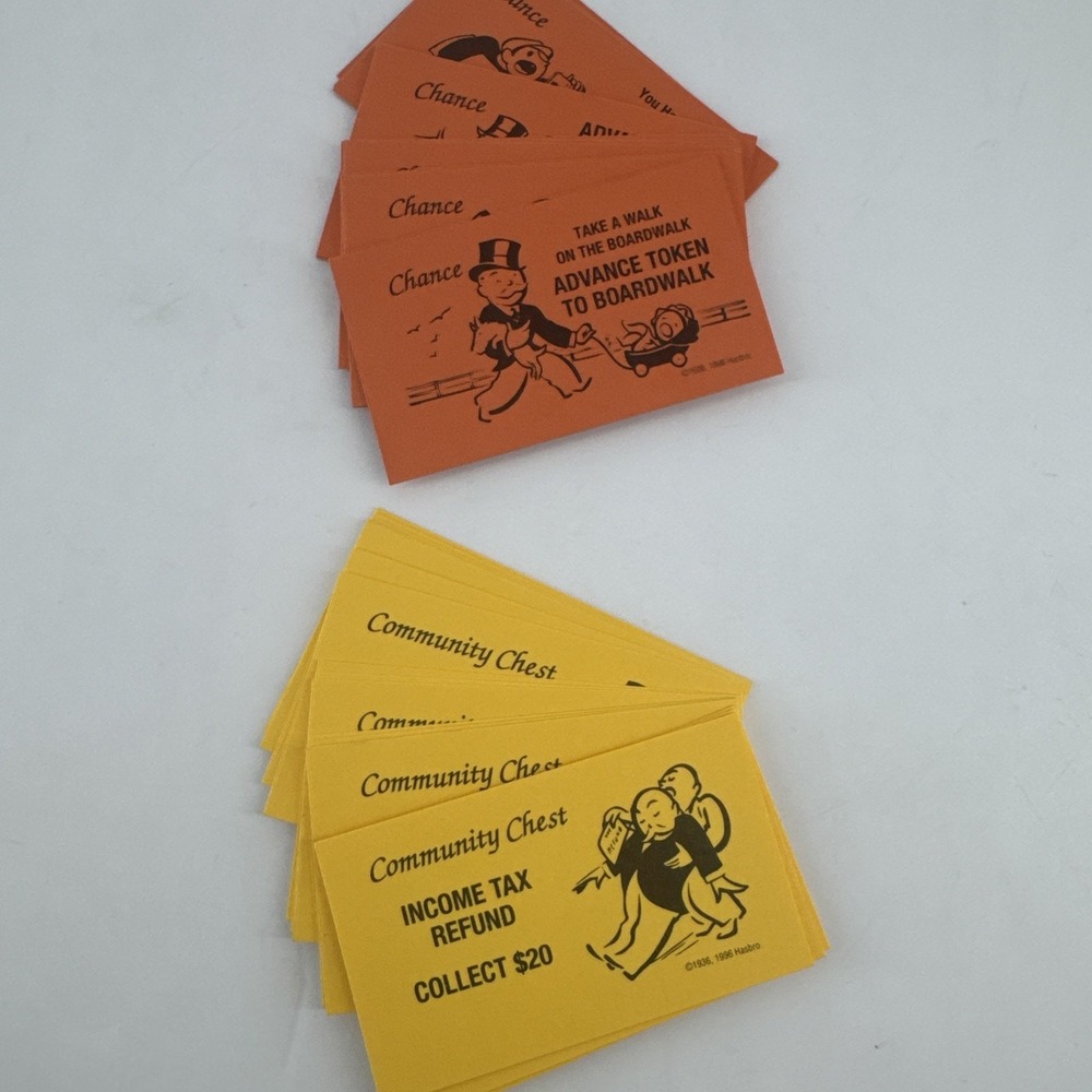 Monopoly‎ Original Community & Chance Cards Replacement Parker Brothers 1999 New